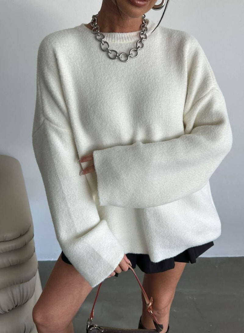 Womens fluffy loose fit long sleeve sweatshirt pullover sweater top style 3521