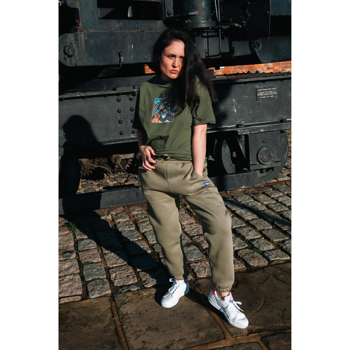 Ladies sweat Joggers 2 side pockets 1 back pocket and logo drawstring elasticated