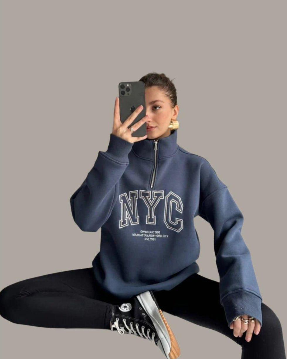 Womens NYC long sleeve half zip sweatshirt style 4430