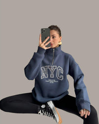 Womens NYC long sleeve half zip sweatshirt style 4430