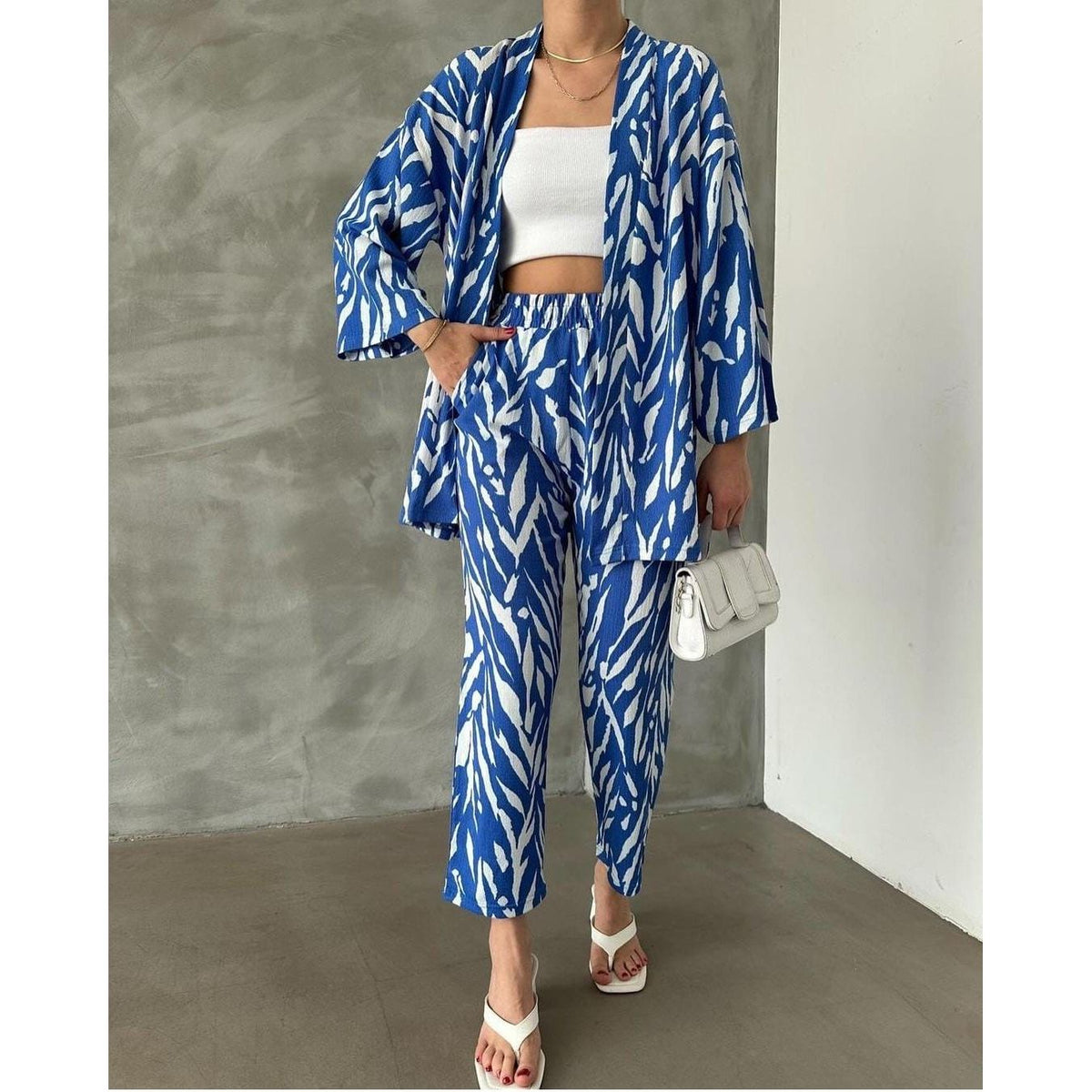 Zebra Print 2 pc Kimono set