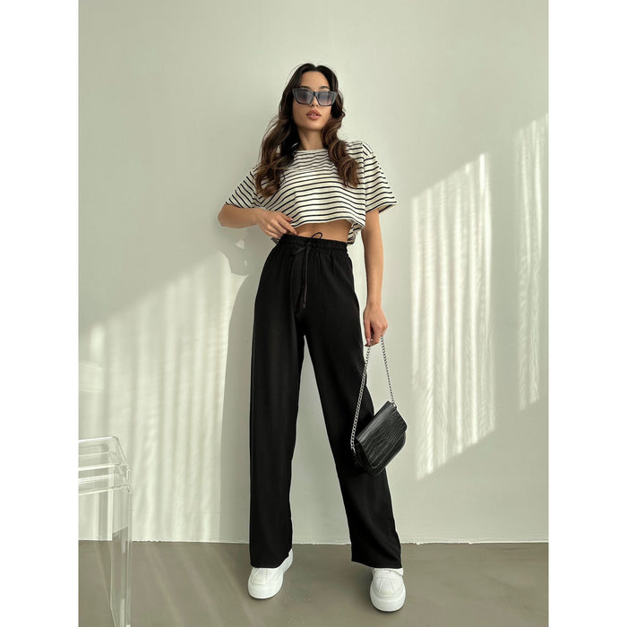 Womens Wide leg Gofre Pants