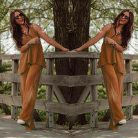 Asymmetric Womens Loose 2 pc Set with top and elasticated pants