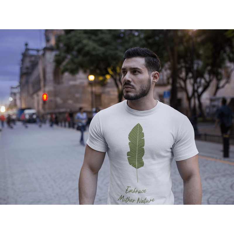 Short sleeve crew neck t-shirt leaf White