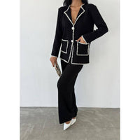 style 4423A ladies knitted 2 piece jacket/pants set 50% wool