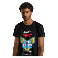 Unisex Short sleeve crew neck t-shirt dont panic BLACK