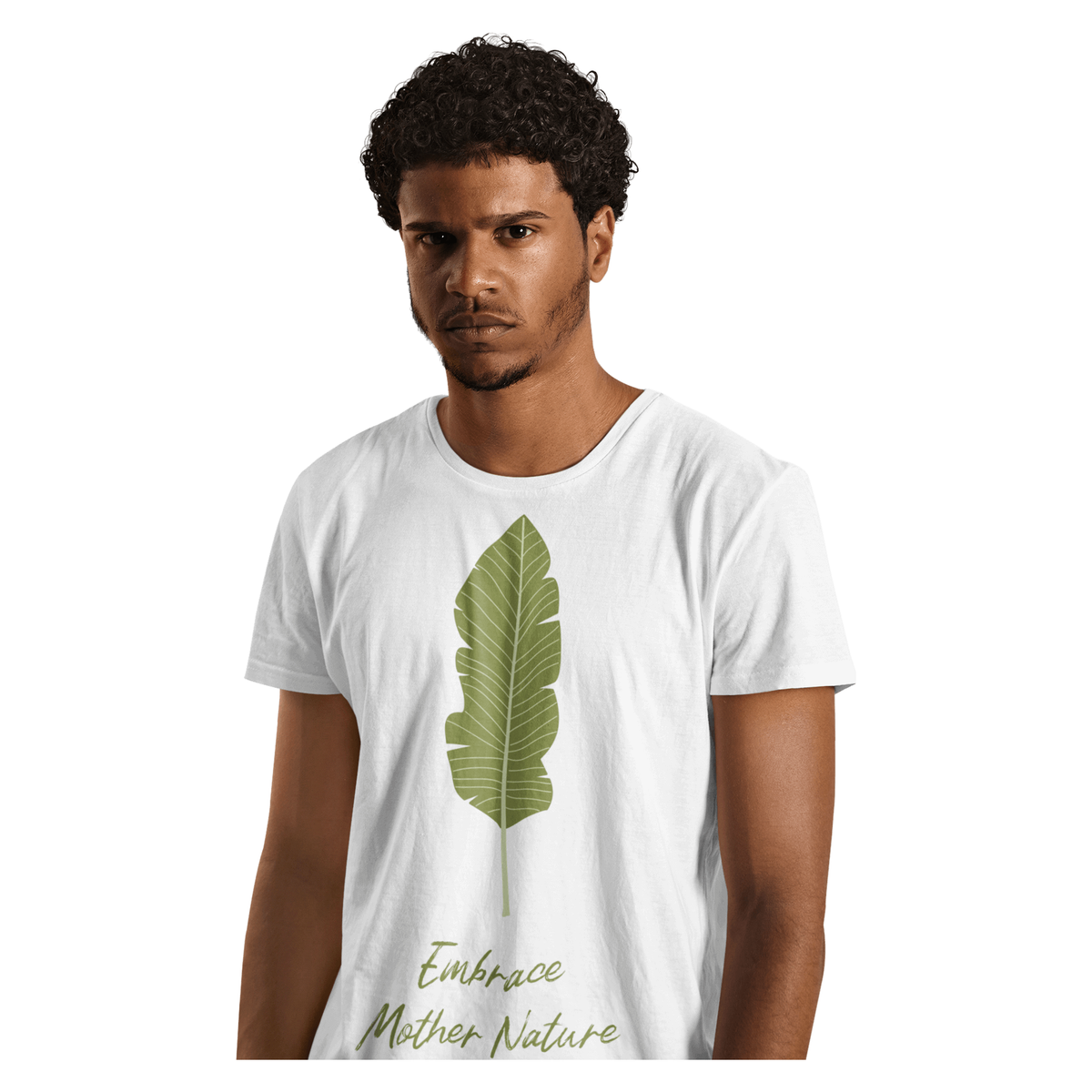 Short sleeve crew neck t-shirt leaf White